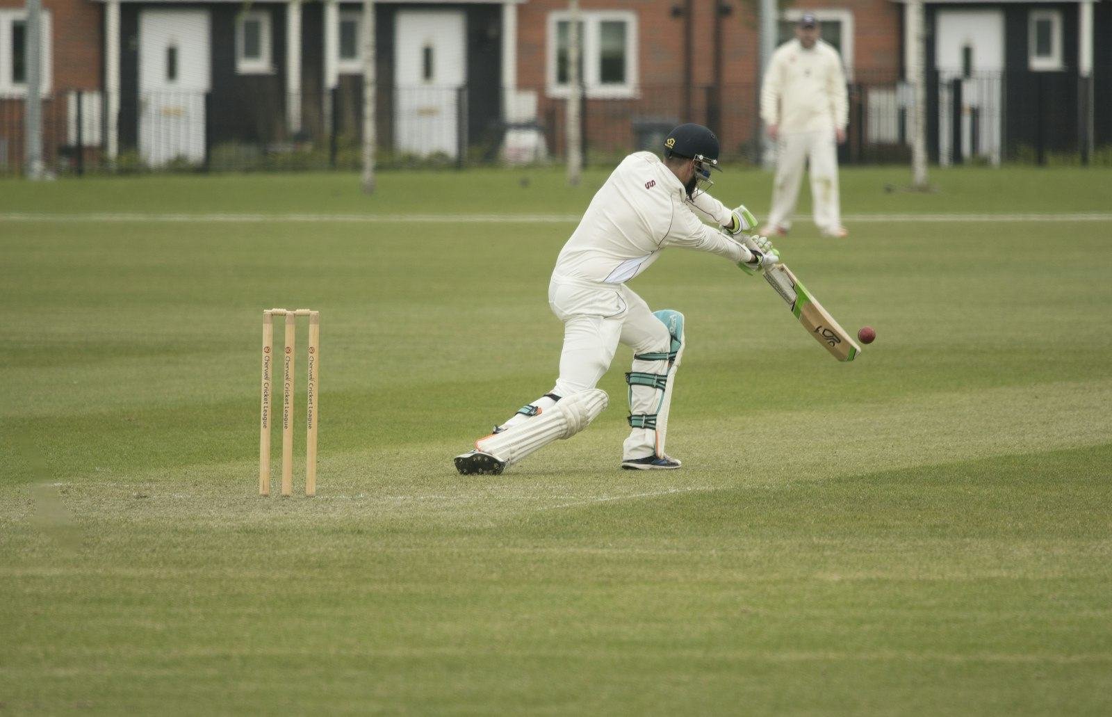 Batsman playing a shot at the crease