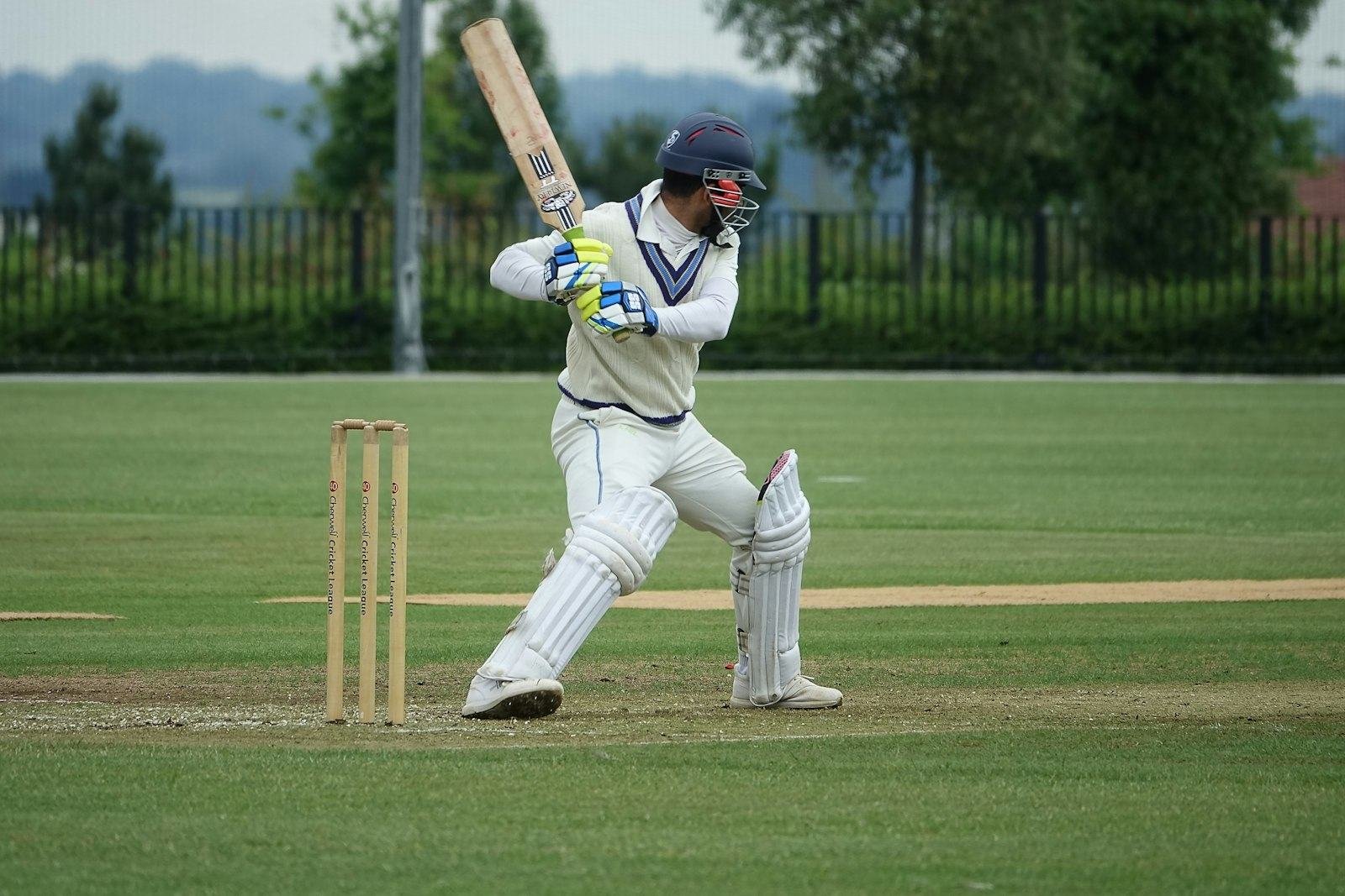 Batsman ready at the crease